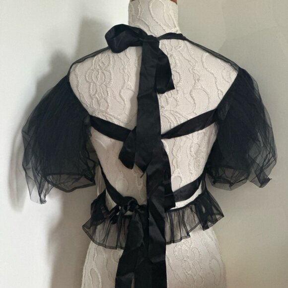 NWT Simone Rocha x H&M Puff Sleeve Tulle Top in Black sz XS - Picture 11 of 16